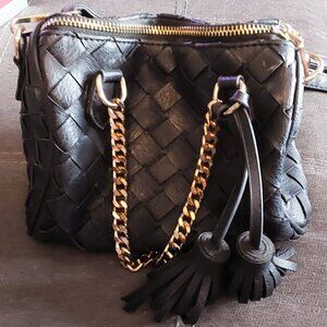 Madison West black woven crossbody bag
